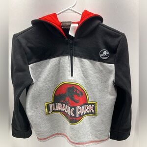 Jurassic Park Kid’s Pullover Hoodie, Size 10-12, Gray/Black/Red, 1/4 Zipper